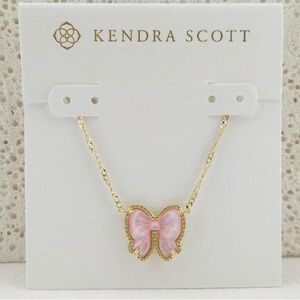 Kendra Scott Gold and Pink Bow Necklace